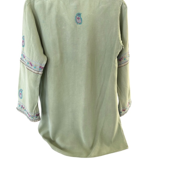 Boho Embroidered Green/Periwinkle/Lilac/Mauve Women's Tunic V-Neck Size Large - Picture 3 of 10
